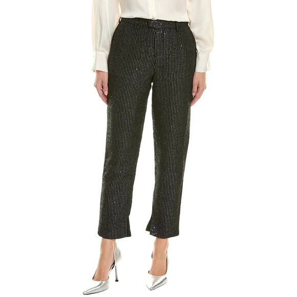 Walter Baker Black Tyler Pant, Sparkle Tweed, Cropped, Holiday,  Size 12 NWOT - Picture 1 of 12